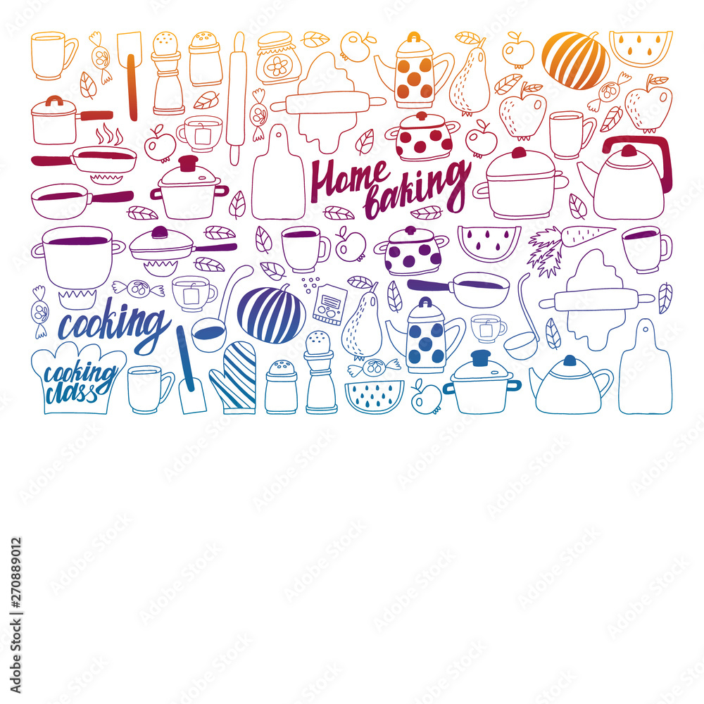 Vector set of children's kitchen and cooking drawings icons in doodle style. Painted, black gradient, pictures on a piece of paper on white background. Vector set of children's kitchen and cooking drawings icons in doodle style. Painted, black gradient, pictures on a piece of paper on white background.