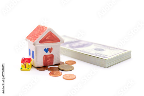 House and Dollar isolated on white background.