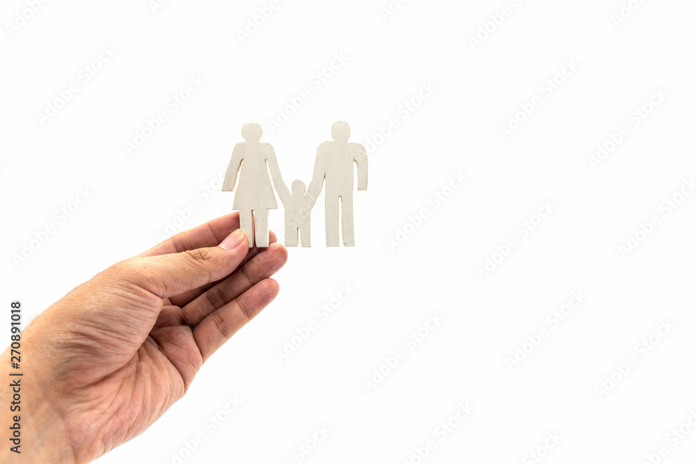 hand holding white Family icon concept hand holding white Family icon concept
