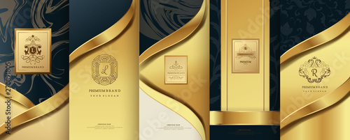 Collection of design elements,labels,icon,frames, for logo,packaging,design of luxury products.for perfume,soap,wine, lotion.Made with Isolated on marble background.vector illustration