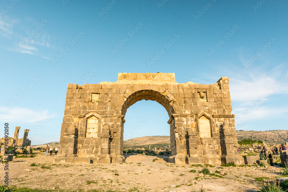 riumphal arch in roman town Volubilis, Morocco