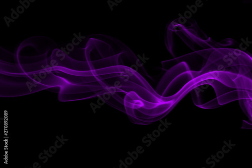 Purple smoke abstract on black background, darkness concept