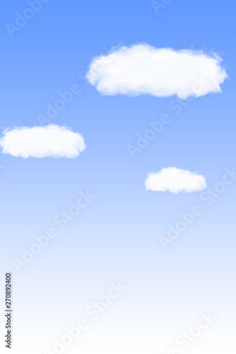 Illustration of blue sky with clouds. Background. 青空と雲のイラスト　背景素材	