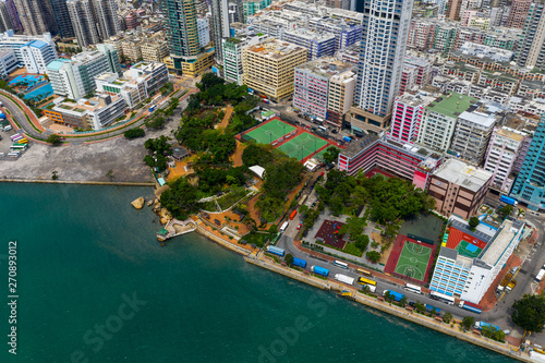  Aerial view of Hong kong city © leungchopan