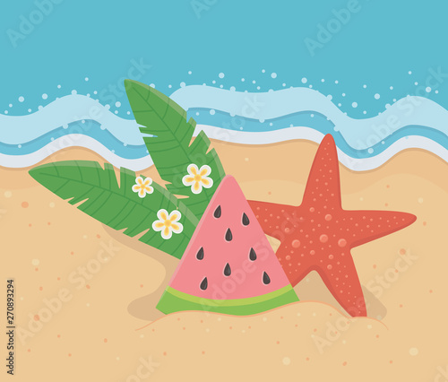 Summer and vacation icon set design