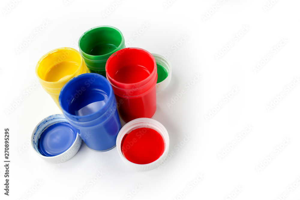 Set  gouache paints for children isolated on a white background