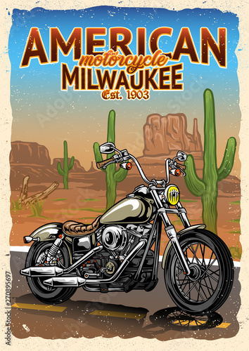 Motorcycle at American Desert Poster