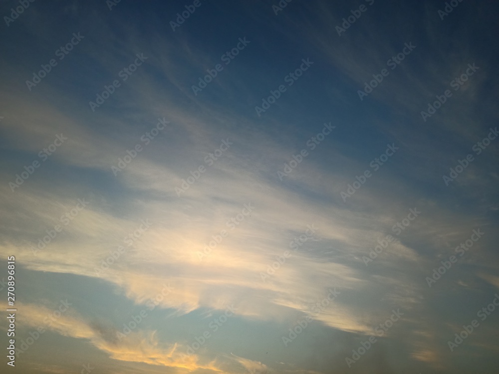 Beautiful sunset and evening sky with clouds for background