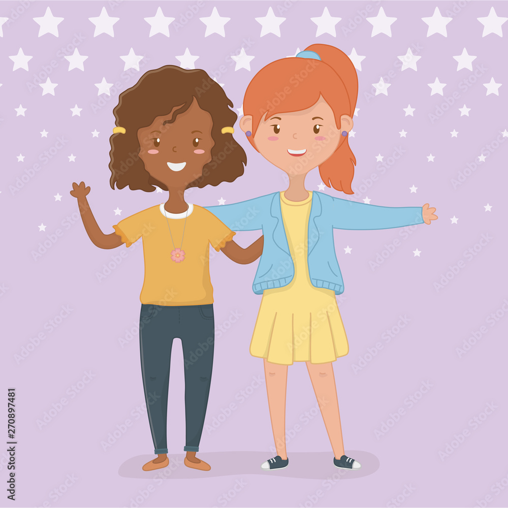 Friendship of girls cartoons design Friendship of girls cartoons design