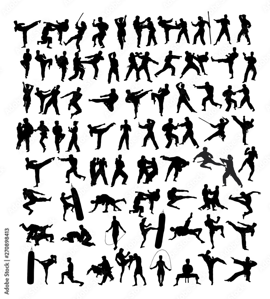 Martial Art Sport Activity Silhouettes, art vector design