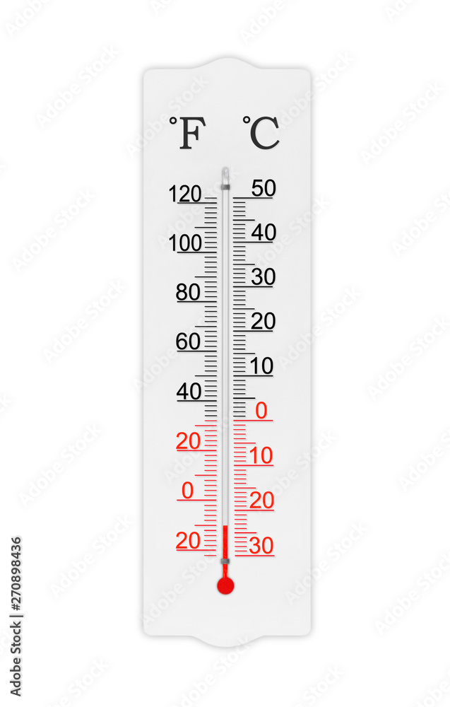 Fahrenheit and celsius scale meteorology thermometer for measuring air  temperature. Thermometer isolated on white background. Ambient temperature minus  10 degrees fahrenheit Stock Photo | Adobe Stock