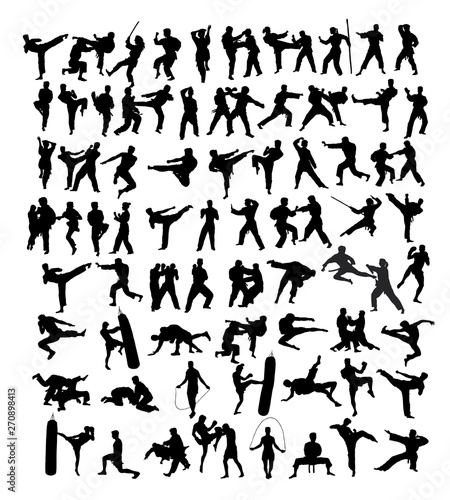 Martial Art Sport Activity Silhouettes, art vector design