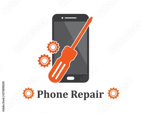 smartphone repair logo icon illustration design