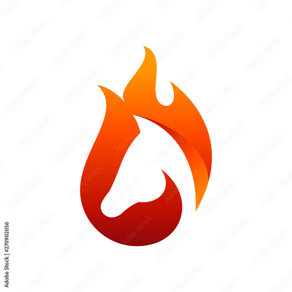 Fire Horse Logo Design With Simple 3D Graphic Style Fire Horse Logo Design With Simple 3D Graphic Style