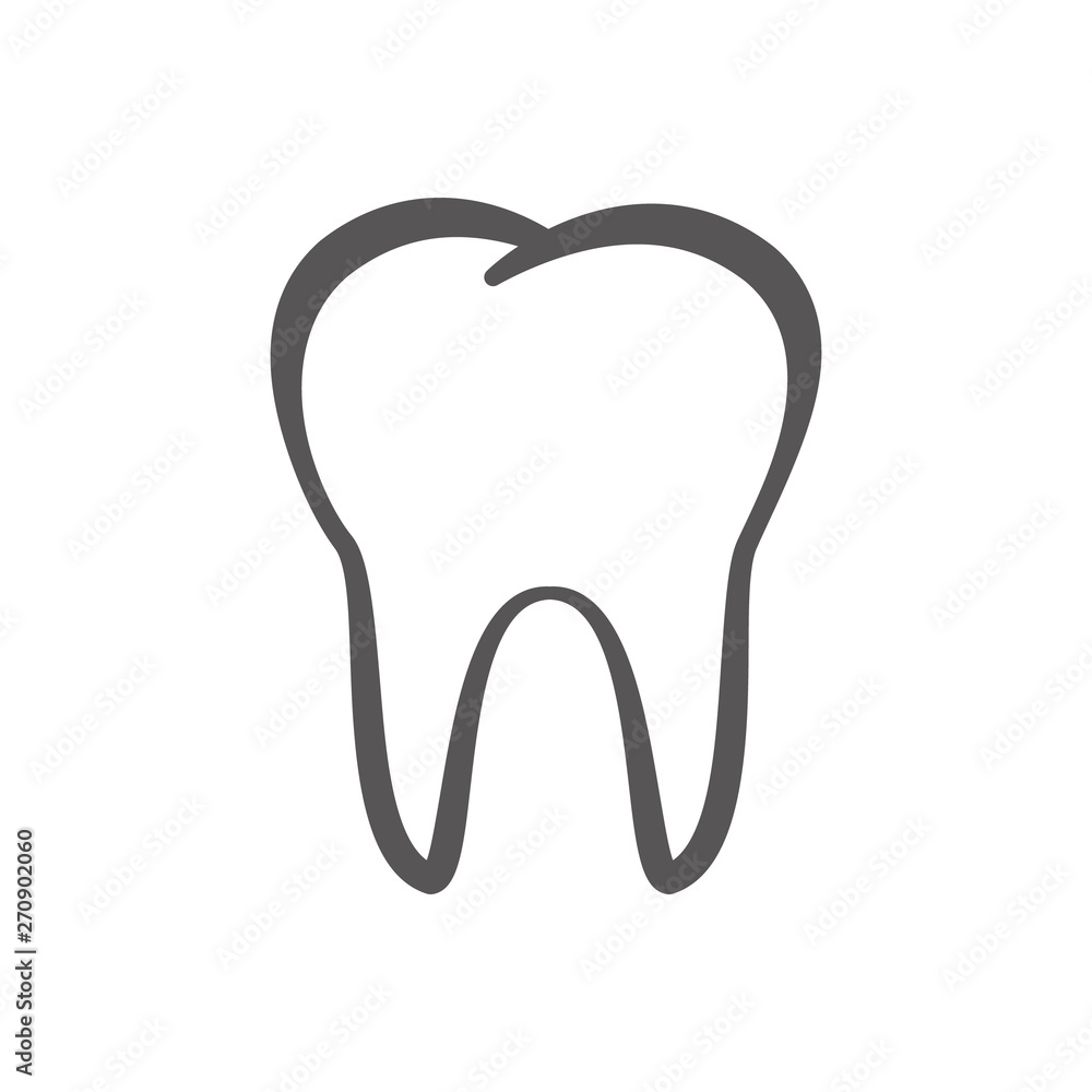 Outline tooth icon vector illustration on white background Outline tooth icon vector illustration on white background