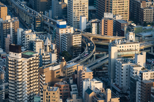 Metropolitan Expressway junction and city  Tokyo  Japan