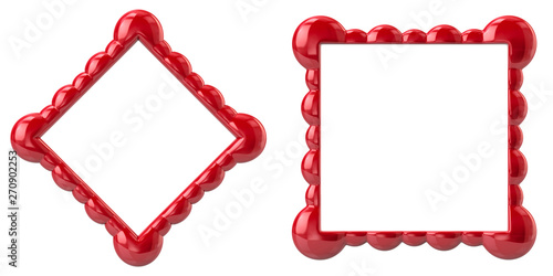 Two red frames for painting 3d illustration on white background