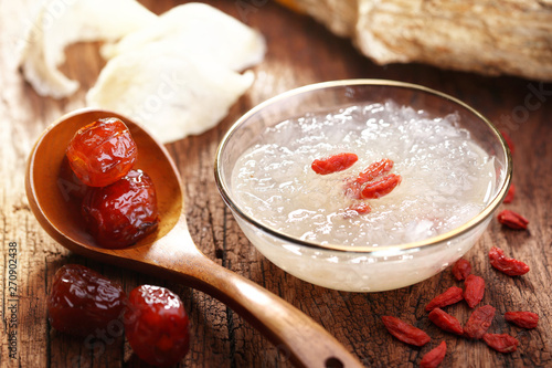 The nest of Edible-Nest Swiftlet, raw edible bird's nest materials for tradition chinese medicine. photo