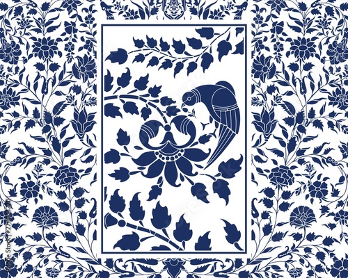 parrot, feathers ,wedding card design, royal India	