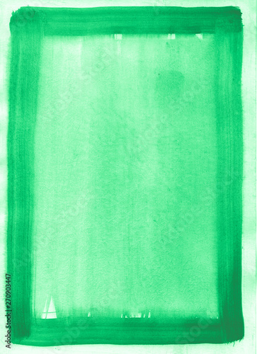 green frame watercolor background for layouts, illustrations, banners, space for text