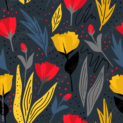 Floral seamless pattern for print  textile  wallpaper. Modern decorative floral background.
