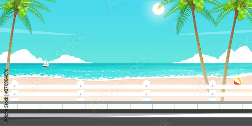happy summer trip,sea road vector.