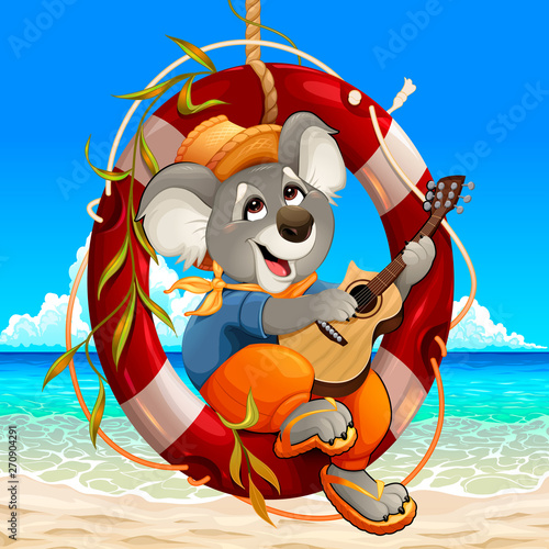 Koala is playing the guitar...