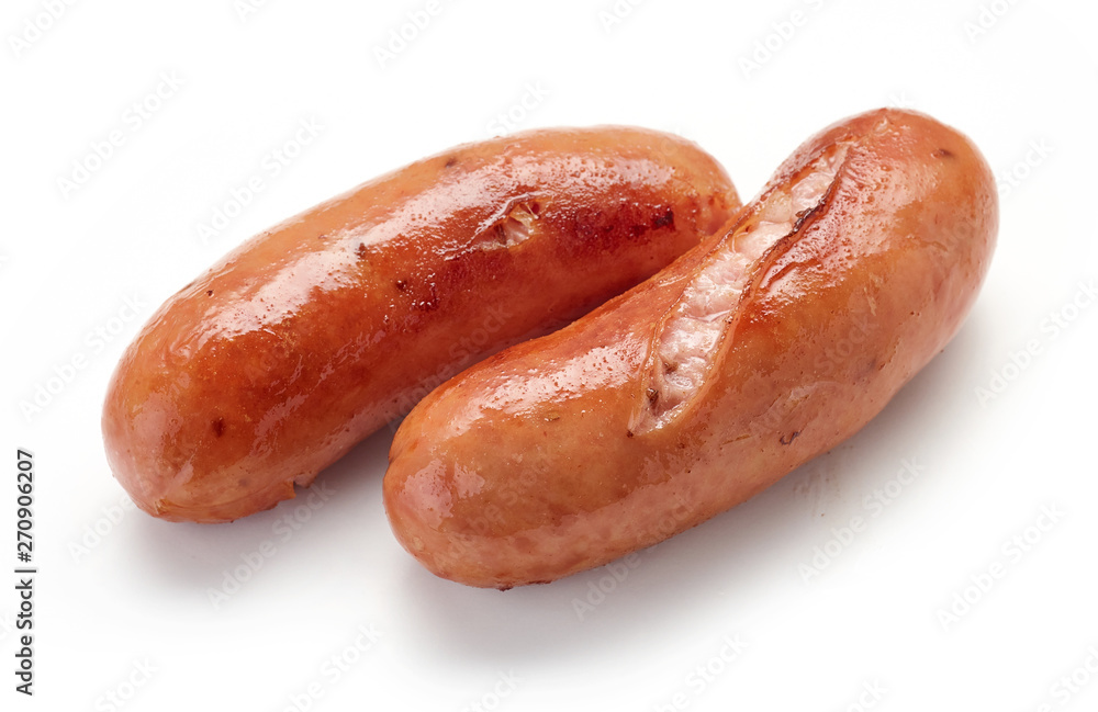 grilled sausages on white background grilled sausages on white background
