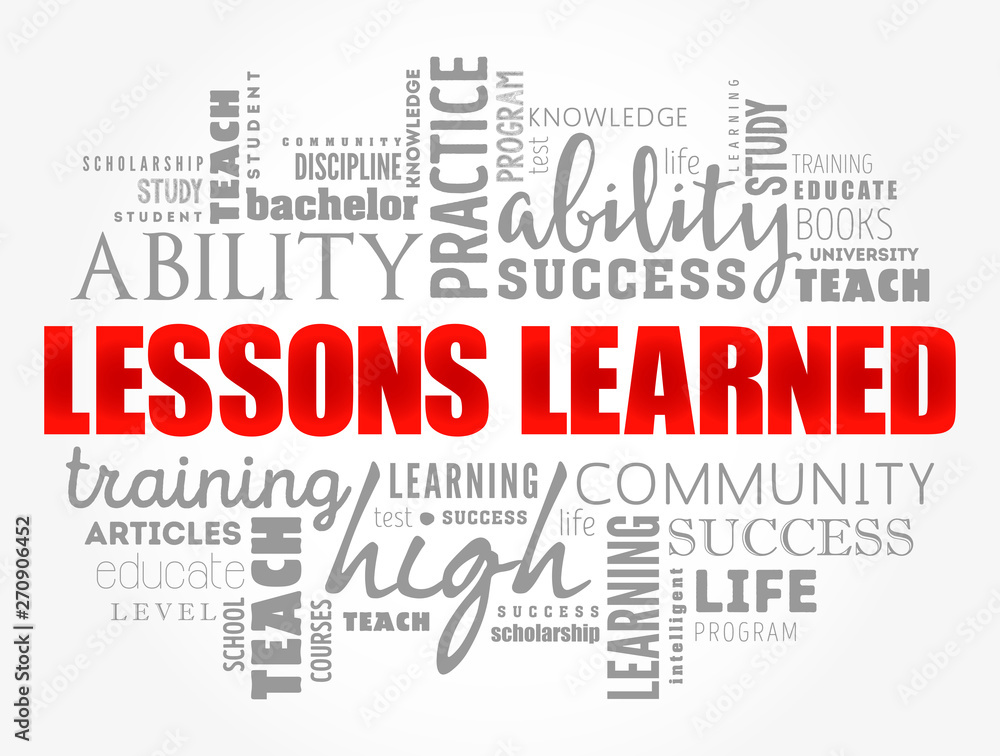 Lessons Learned word cloud collage, education concept background