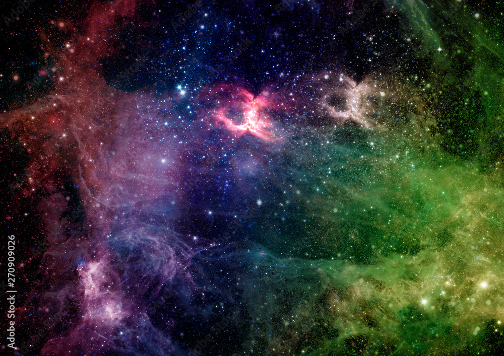 Star field in space and a nebulae. 3D rendering Star field in space and a nebulae. 3D rendering