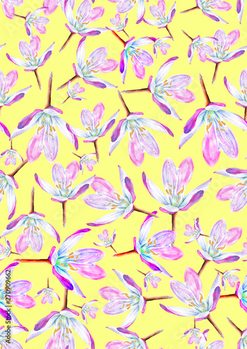  seamless pattern with flowers on a yellow background