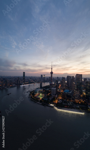 Aerial view over The Bund  Shanghai