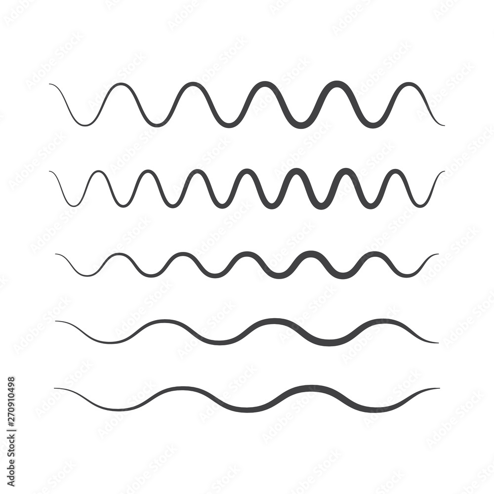 Waves outline icon. Wave thin line symbol. set of zigzag and wave borders
