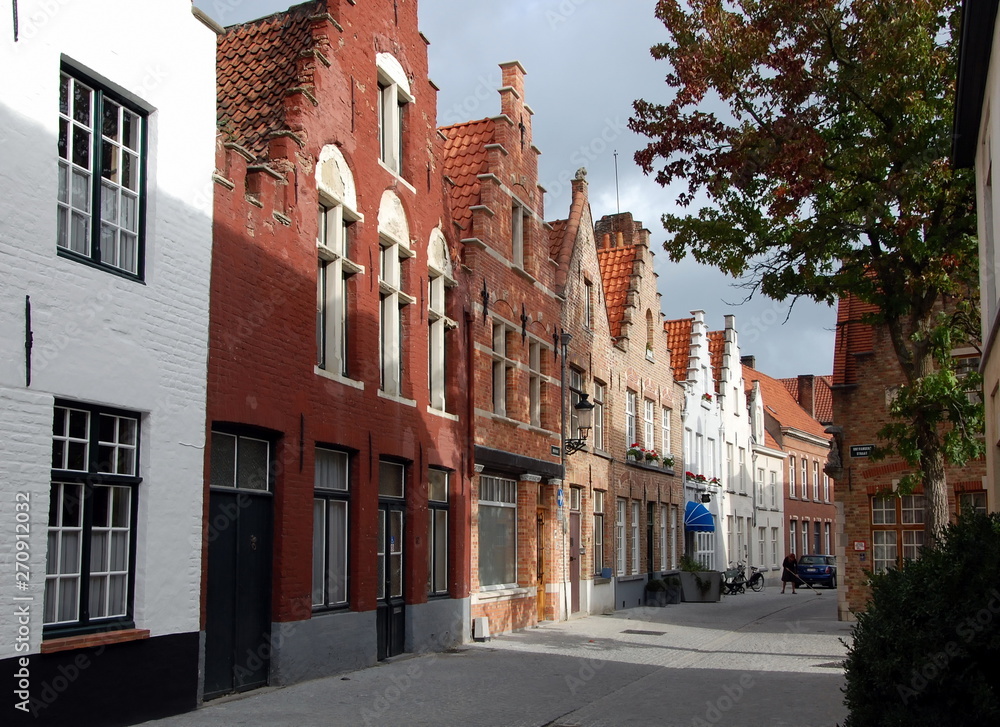 Old medieval street in Bruges, Belgium