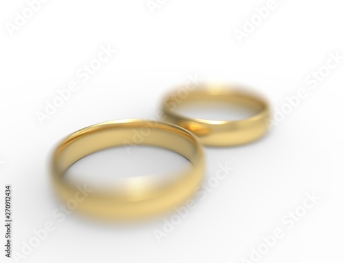 3D rendering of two rings isolated in white background.
