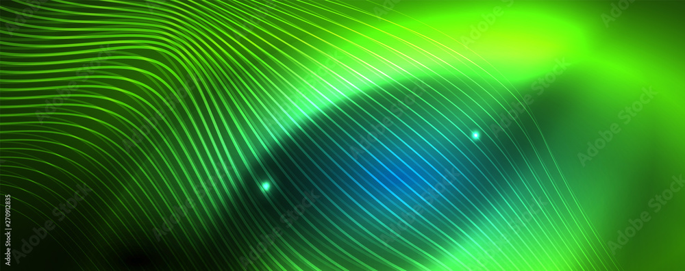 Smooth wave lines on blue neon color light background. Glowing abstract wave on dark, shiny motion, magic space light Smooth wave lines on blue neon color light background. Glowing abstract wave on dark, shiny motion, magic space light