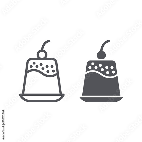 Pudding line and glyph icon, sweet and food, dessert sign, vector graphics, a linear pattern on a white background.