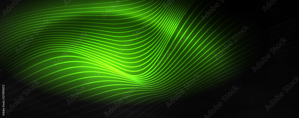 Smoky glowing waves in the dark. Dark abstract background with neon color light and wavy lines. Vector Smoky glowing waves in the dark. Dark abstract background with neon color light and wavy lines. Vector