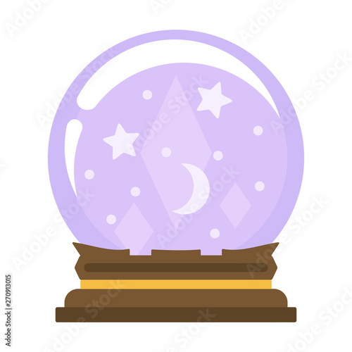 Magical crystal ball isolated on white background
