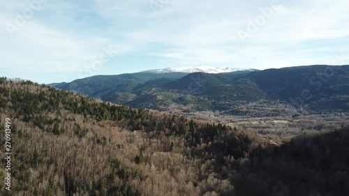 aerial view of pyrenean landscape in Occitanie, Aude in the south of France