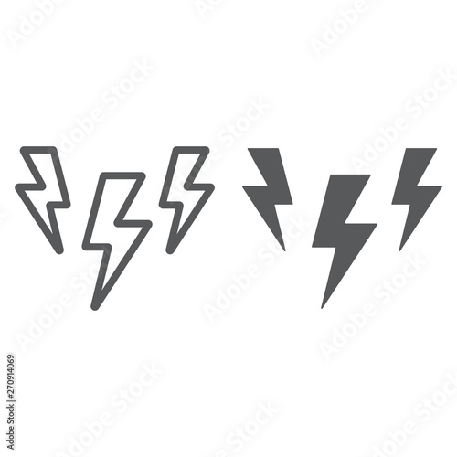 Lightning line and glyph icon, storm and forecast, thunder sign, vector graphics, a linear pattern on a white background.