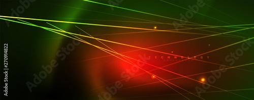 Vector neon light lines concept, abstract background