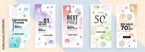 Trendy editable template for social networks stories, vector illustration. Design backgrounds for social media.
