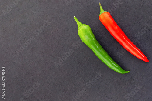 mature pod of sharp peppers parallel vegetable bright design design right angle frame on black background