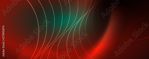 Shiny neon lines template - northern lights glowing blur lines. Futuristic style glow neon 80s disco club or night party techno template