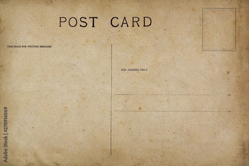 Backside of blank postcard with dirty stain Backside of blank postcard with dirty stain