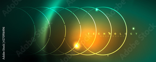 Shiny neon lines template - northern lights glowing blur lines. Futuristic style glow neon 80s disco club or night party techno template