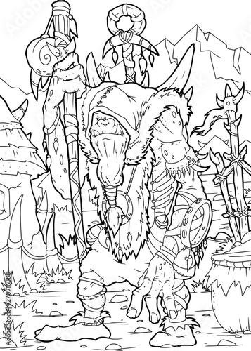 hand-drawn shaman, cartoon wizard, coloring page, A4