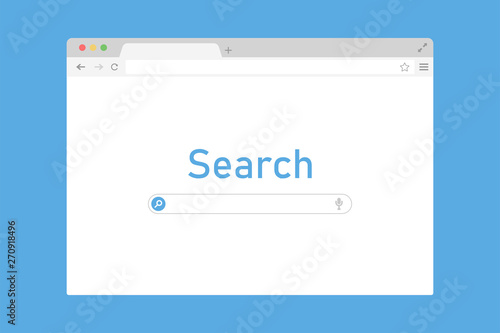 Browser window with search site. Internet technology. World wide web. Mock up screen device.