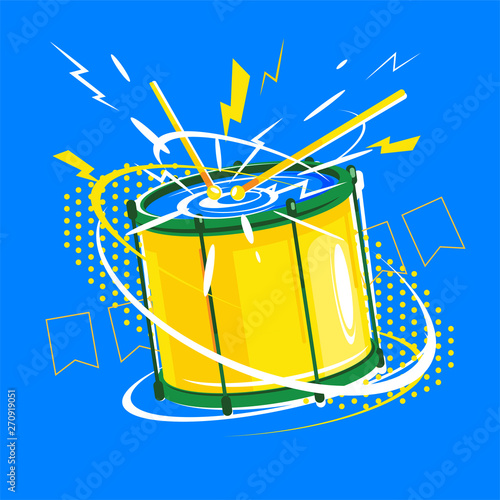 Vector illustration of a drum in Brazilian colors